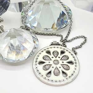 $58 Brighton "PALM DESERT" Reversible Enamel Medallion Pend w Swarovski Crystals